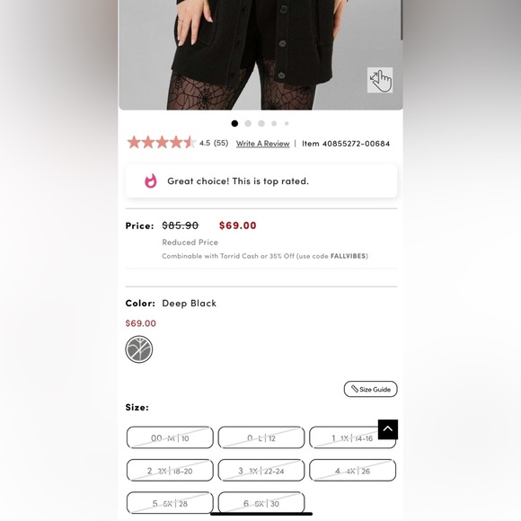 SOLD Torrid Luxe Cozy Boyfriend Cardigan Spider Web Size 2 NWT- sold out online - Picture 4 of 9